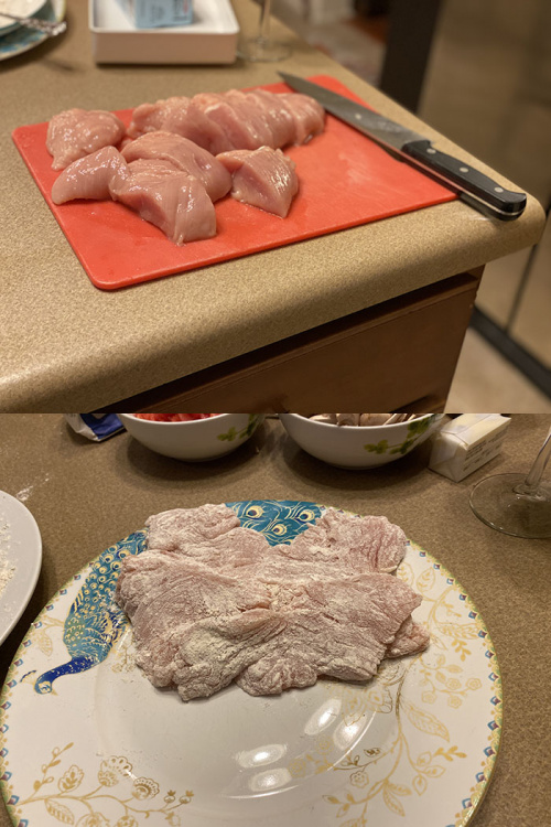 Turkey Cutlets Dredged in Flour