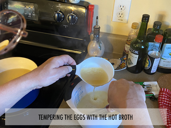 Tempering the Eggs with the Hot Soup