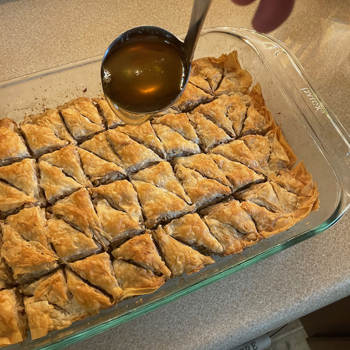 Baklava - Adding the Syrup