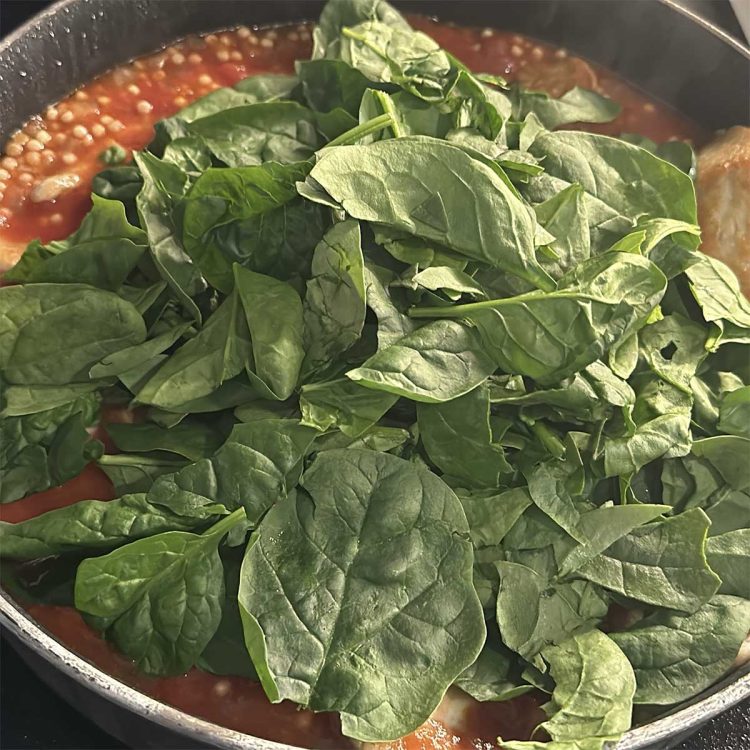 Chicken and Couscous Adding Spinach